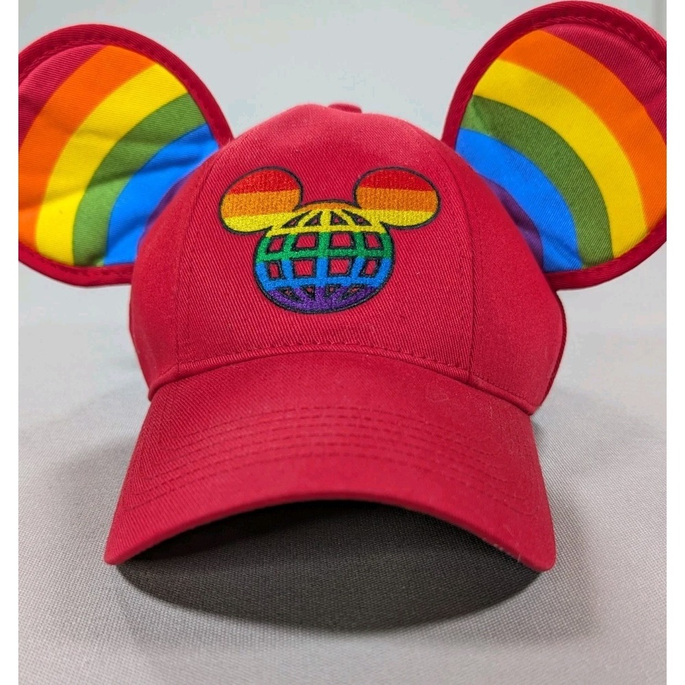 Walt Disney World Parks Rainbow Mickey Ears Adjustable Strap Hat Cap Pride NEW